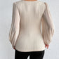 Honey Pleated Puff Sleeve Round Neck Blouse