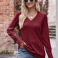 Mandy V-Neck Long Sleeve Ribbed Top