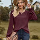 Round Neck Puff Sleeve Blouse