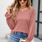 Round Neck Flounce Sleeve Blouse