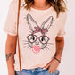 Rabbit Graphic Round Neck Short Sleeve T-Shirt