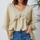 Double Take Ruffled V-Neck Half Sleeve Blouse