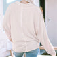 Collared Neck Half Button Long Sleeve Blouse