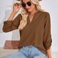 V-Neck Roll-Tap Sleeve Blouse