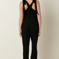 Mittoshop Rib Knit V-Neck Cross Back Jumpsuit