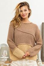 Load image into Gallery viewer, BiBi Texture Detail Contrast Drop Shoulder Sweater
