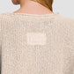 Zenana Notched Side Slit Patch Sweater