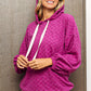 BiBi Brushed Checker Drawstring Long Sleeve Hoodie