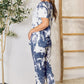 Shiny Tie-Dye Tee and Drawstring Waist Joggers Lounge Set