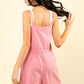 VERY J Half Button Drawstring Sleeveless Romper