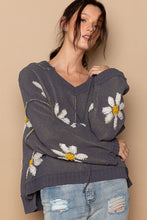 Load image into Gallery viewer, POL Floral Pattern Hooded High-Low Sweater
