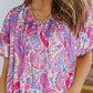 Paisley Print Short Sleeve Blouse