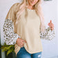 Waffle-Knit Balloon Sleeve Blouse