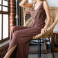 First Love Tie Back Sleeveless Slit Wide Leg Jumpsuit