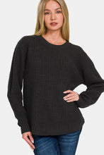 Load image into Gallery viewer, Zenana High Low Long Sleeve Waffle Sweater
