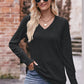 Mandy V-Neck Long Sleeve Ribbed Top