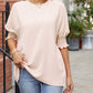 Round Neck Smocked Lantern Sleeve Blouse