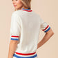 BiBi US Flag Theme Striped Heart Sweater