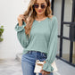 Round Neck Flounce Sleeve Blouse