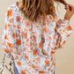 Floral Tie Neck Balloon Sleeve Blouse