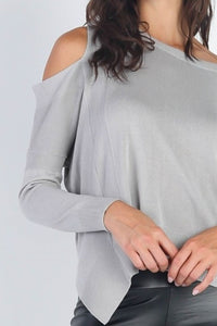 UNIQ Cold Shoulder Long Sleeve Knit Top