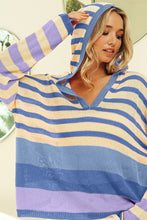 Load image into Gallery viewer, BiBi Striped Color Block Hooded Knit Top
