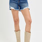 RISEN High Rise Side Step Hem Denim Shorts