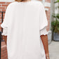 Round Neck Smocked Lantern Sleeve Blouse