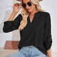 V-Neck Roll-Tap Sleeve Blouse