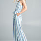 Cotton Bleu by Nu Label Tie Front Striped Sleeveless Jumpsuit