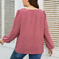 Honey Melo Apparel Plus Size Lace Trim V-Neck Balloon Sleeve Blouse