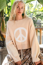 Load image into Gallery viewer, POL Round Neck Long Sleeve Peace Sign Sweater
