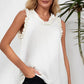 Frilled Trim V-Neck Textured Tank