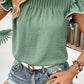 Perfee Pleated Detail Flutter Sleeve Blouse