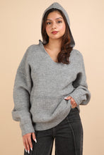 Load image into Gallery viewer, VERY J Seam Detail Drop Shoulder Hooded Sweater
