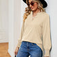 Notched Neck Long Sleeve Blouse