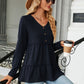 Long Sleeve V-Neck Cable-Knit Blouse