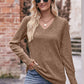 Mandy V-Neck Long Sleeve Ribbed Top