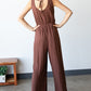 First Love Tie Back Sleeveless Slit Wide Leg Jumpsuit