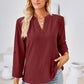 V-Neck Roll-Tap Sleeve Blouse