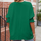 Round Neck Smocked Lantern Sleeve Blouse