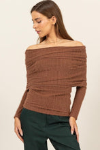 Load image into Gallery viewer, HYFVE Fuzzy Off Shoulder Textured Knit Top
