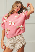 Load image into Gallery viewer, BiBi Ribbon Bow Detail Puff Sleeve Sweater
