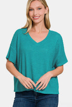 Load image into Gallery viewer, Zenana Drop Shoulder Short Sleeve Jacquard Knit Top
