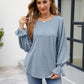 Round Neck Flounce Sleeve Blouse