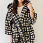 J.NNA Fuzzy Plaid Waist Tie Hooded Robe Cardigan