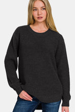 Load image into Gallery viewer, Zenana High Low Long Sleeve Waffle Sweater
