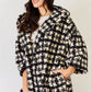 J.NNA Fuzzy Plaid Waist Tie Hooded Robe Cardigan