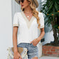 Contrast V-Neck Puff Sleeve Top