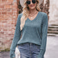 Mandy V-Neck Long Sleeve Ribbed Top